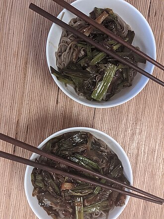 Bowls of soba noodles
